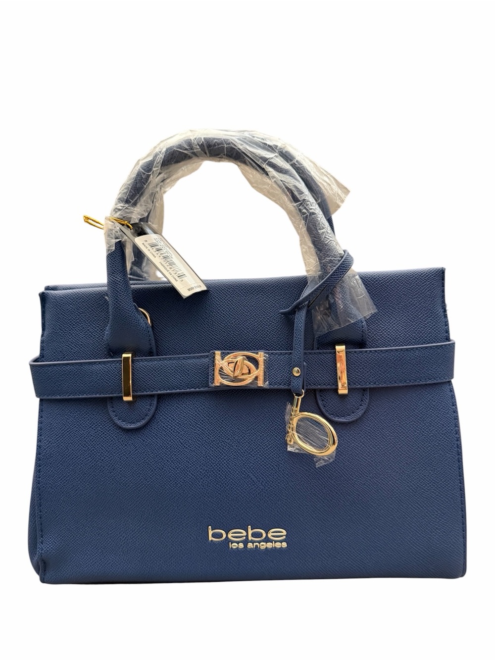 NEW bebe Navy Textured Satchel with Gold Hardware